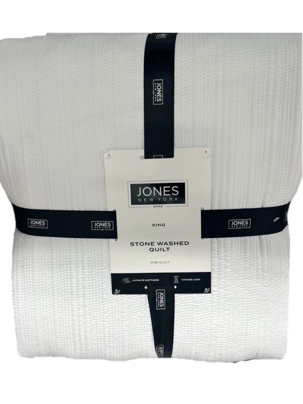 Jones New York King Stone Washed Quilt 104”x90” Ultimate Softness Vintage Look